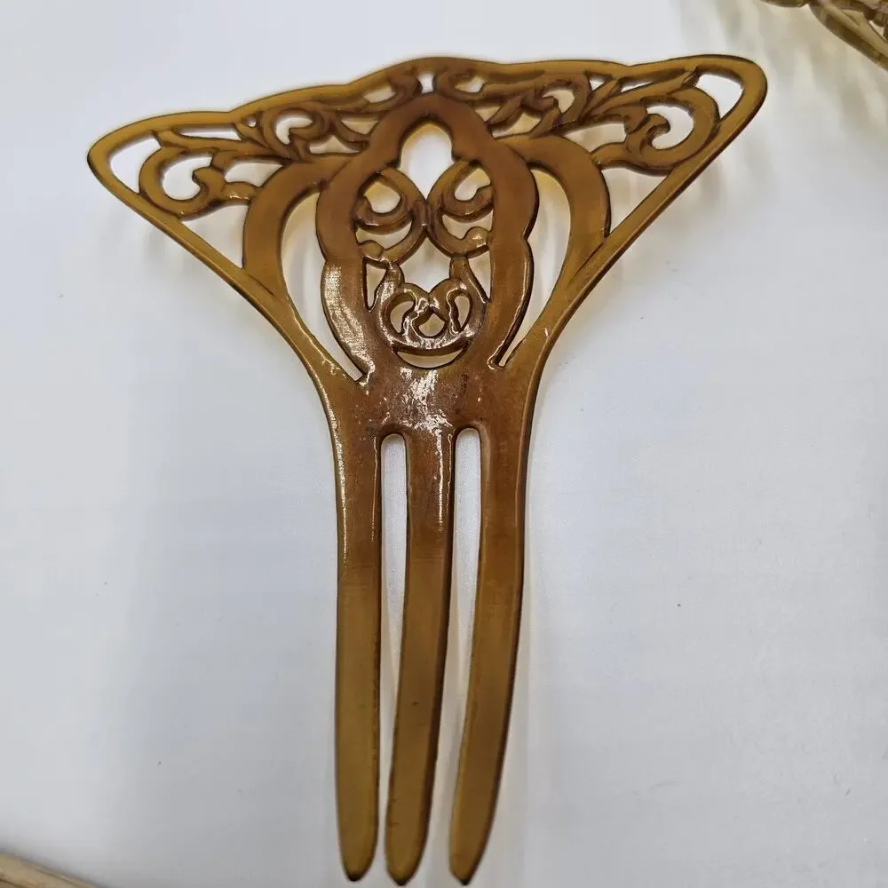 Lot of 5 Antique 1920s-1930s Celluloid Hair Combs Art Deco